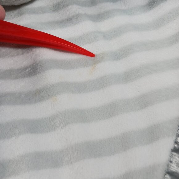 Cloud Island Baby Lovey Gray Elephant Plush Satin-Lined G/W Striped Blanket 14" - Picture 12 of 13